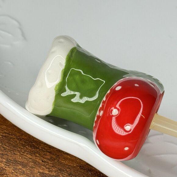 Nora Fleming Retired Mini Christmas Stocking Toothpick Holder Embossed Quilt EUC - Picture 3 of 7